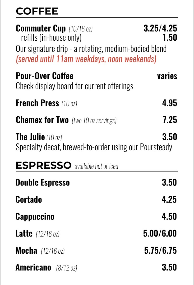 Civil Pour Coffee + Beer Menu - Image 4